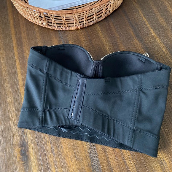 Sparkle / Diamond Fringe Bustier Style Strapless Crop Top - Picture 2 of 2